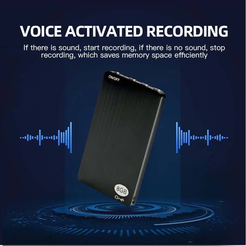 UltraThin Mini Activated Digtal Voice Recorder Espia Card 8-32GB Noise Reduce USB Flash Drive Dictaphone Sound Record MP3 Player