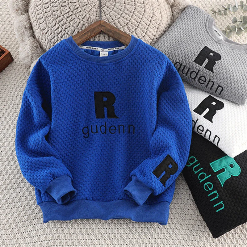 

Boys Hoodies Sweatshirts Cotton Tops 2022 Blue Warm Thicken Plus Velvet Winter Autumn Toddler Pullover Baby's Kids Children's Cl