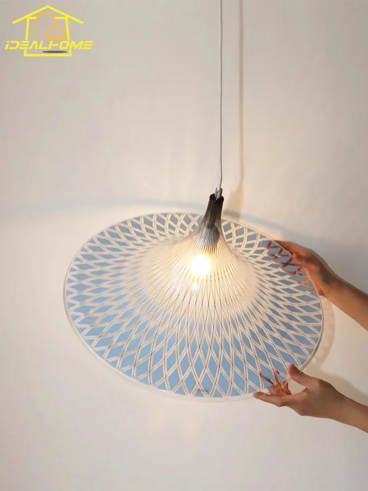 

Italian Design Medieval Horn Pendant Light LED E27 Flying Saucer Blue Acrylic Hanging Lamp Restaurant Living/Dining Room Studio