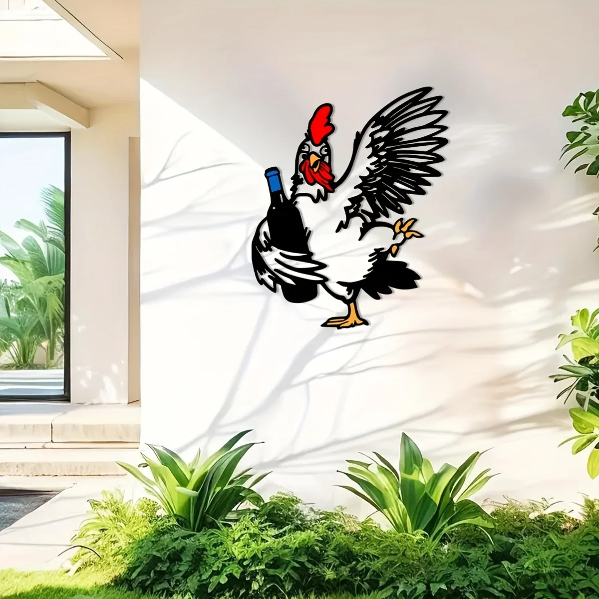 CIFBUY Drunk Chicken Metal Wall Art Iron Sculpture Rustproof Farmhouse Decor Indoor Outdoor Home Kitchen Living Room Gift