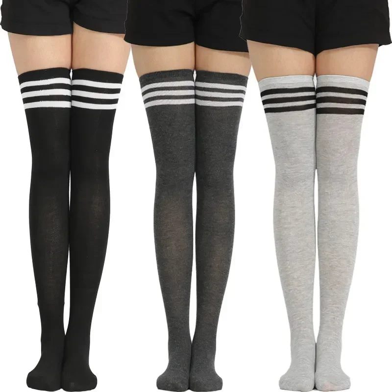 Black White Striped Long Socks Sexy Over Knee Socks Thigh High Stockings Women Girls Warm Long Tube Socks