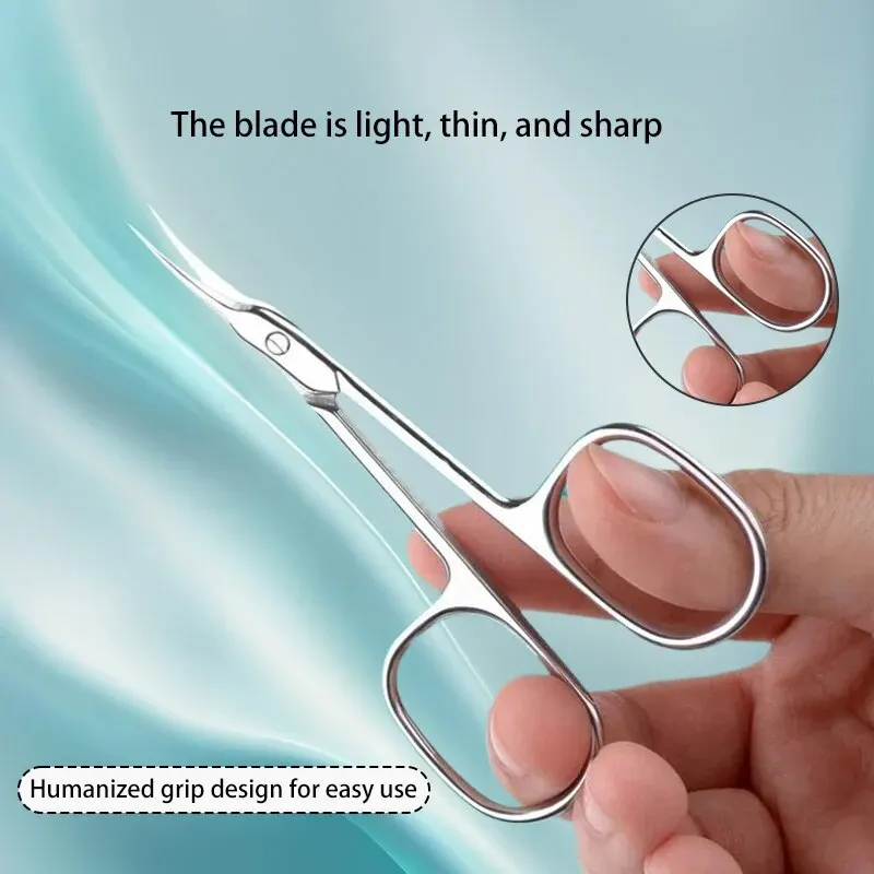 Aço Inoxidável Prego Barbeado Sobrancelha Apontou Tesoura Beleza Tratamento Cutícula Curva Frente Pele Morta Nail Scissors