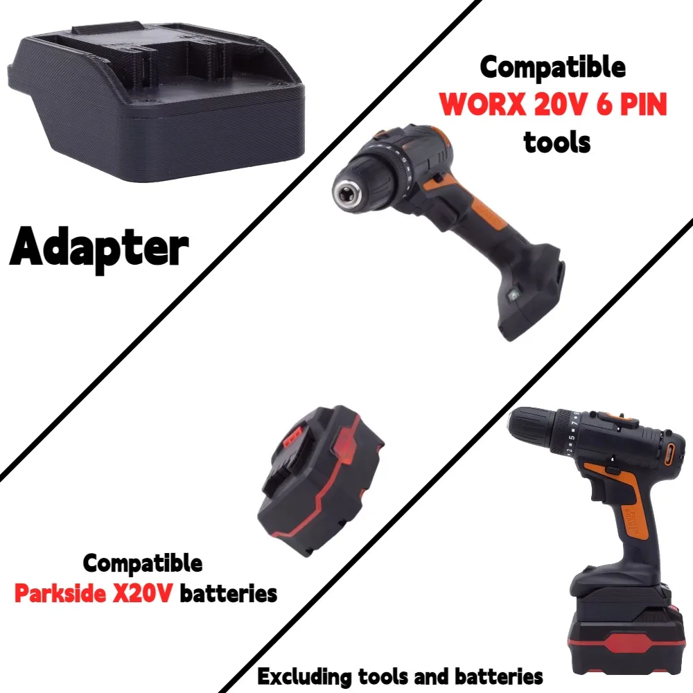 

Для Parkside X20V TEAM литий-ионный аккумулятор для WORX 20 В 6-контактный аккумуляторный электрический дрель инструменты адаптер/конвертер аккумулятора (только адаптер)