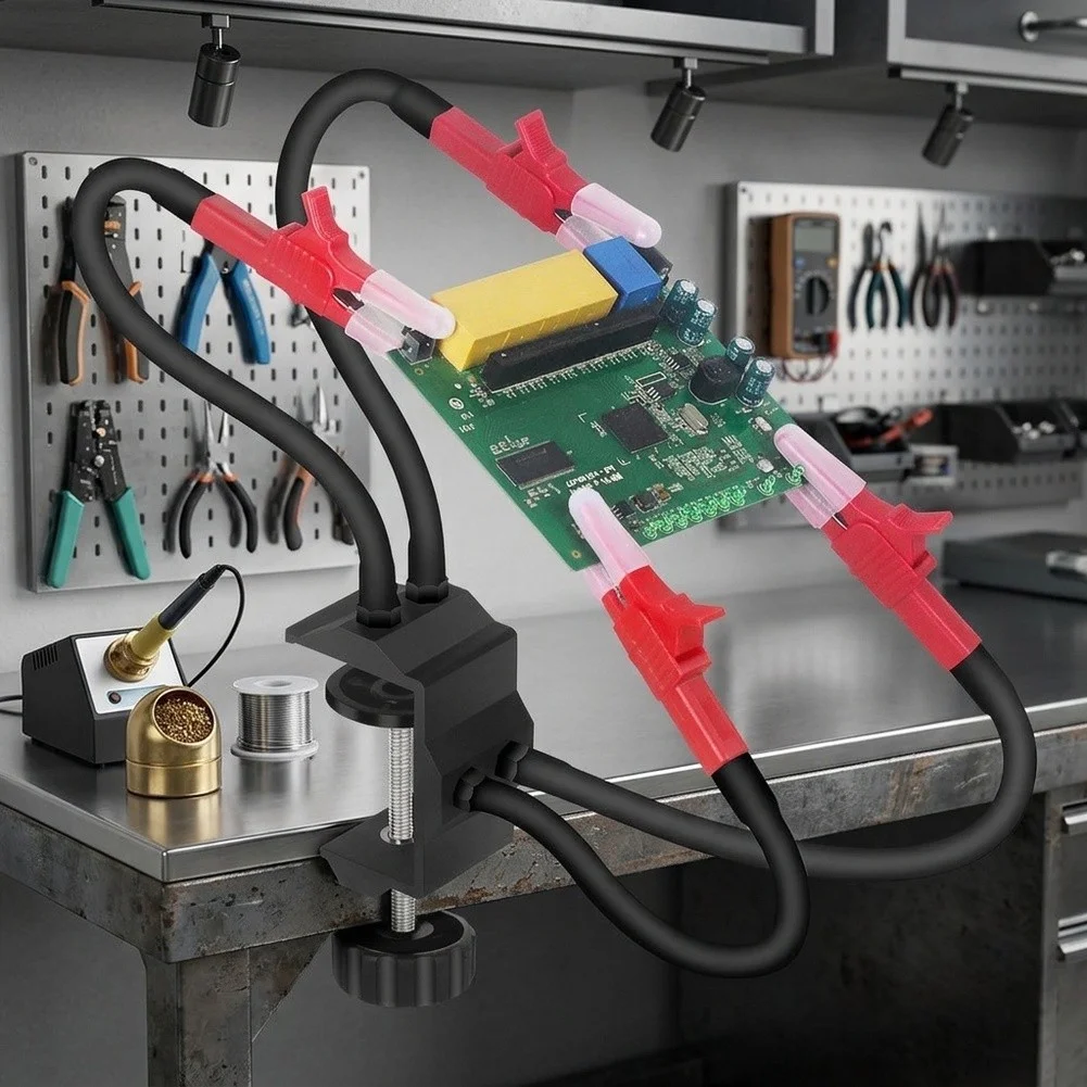 Gooseneck Soldering Assistant Tool with Rotating Clamp Base for Soldering Iron Support and Hands Free Operation