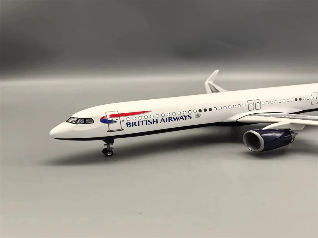 1/80 مقياس 45 سنتيمتر A321 طائرة الخطوط الجوية البريطانية نموذج طائرة مع مصباح ليد وعجلات ايرباص دييكاست الراتنج طائرة الديكور