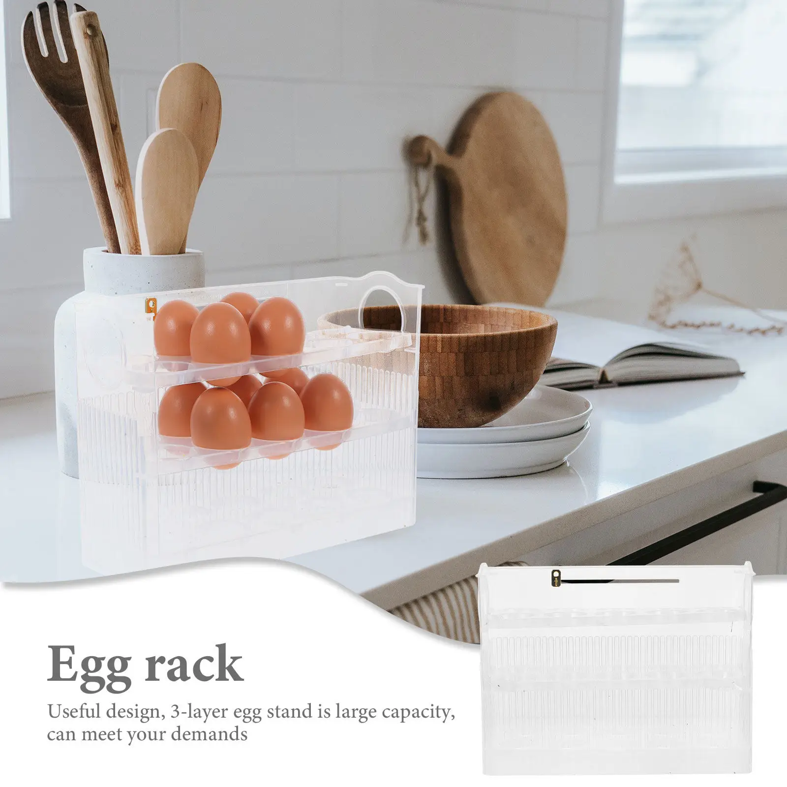 3-Layer Fridge Egg Rack Refrigerator Organizer Stand Large Capacity Flip Design Optimal Condition Egg Holder for Fridge