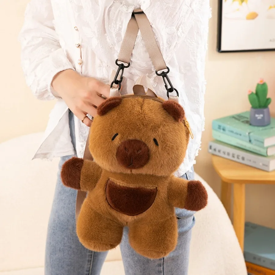 Kids Capybara Doll Plush Backpack Kawaii Animal Plushie Toy Fur Bag Children's schoolbag Mini Knapsack Bags Gifts for Girlfriend