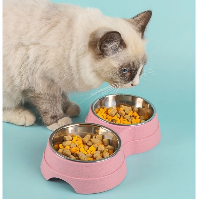 Dual-purpose pet bowl Anti-slip base, easy to clean, durable drinking water bowl, used for pets' meals, fashionable pet supplies