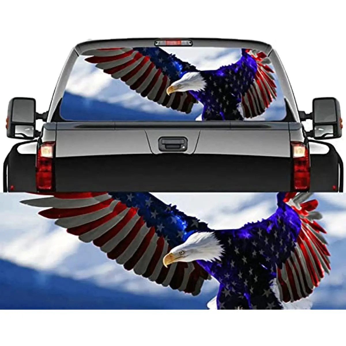 

Truck Rear Window Sticker American Bald Eagle Graphic Perforated Vinyl Decal Wrap Patriotic Decoration Universal Size Fit Most P