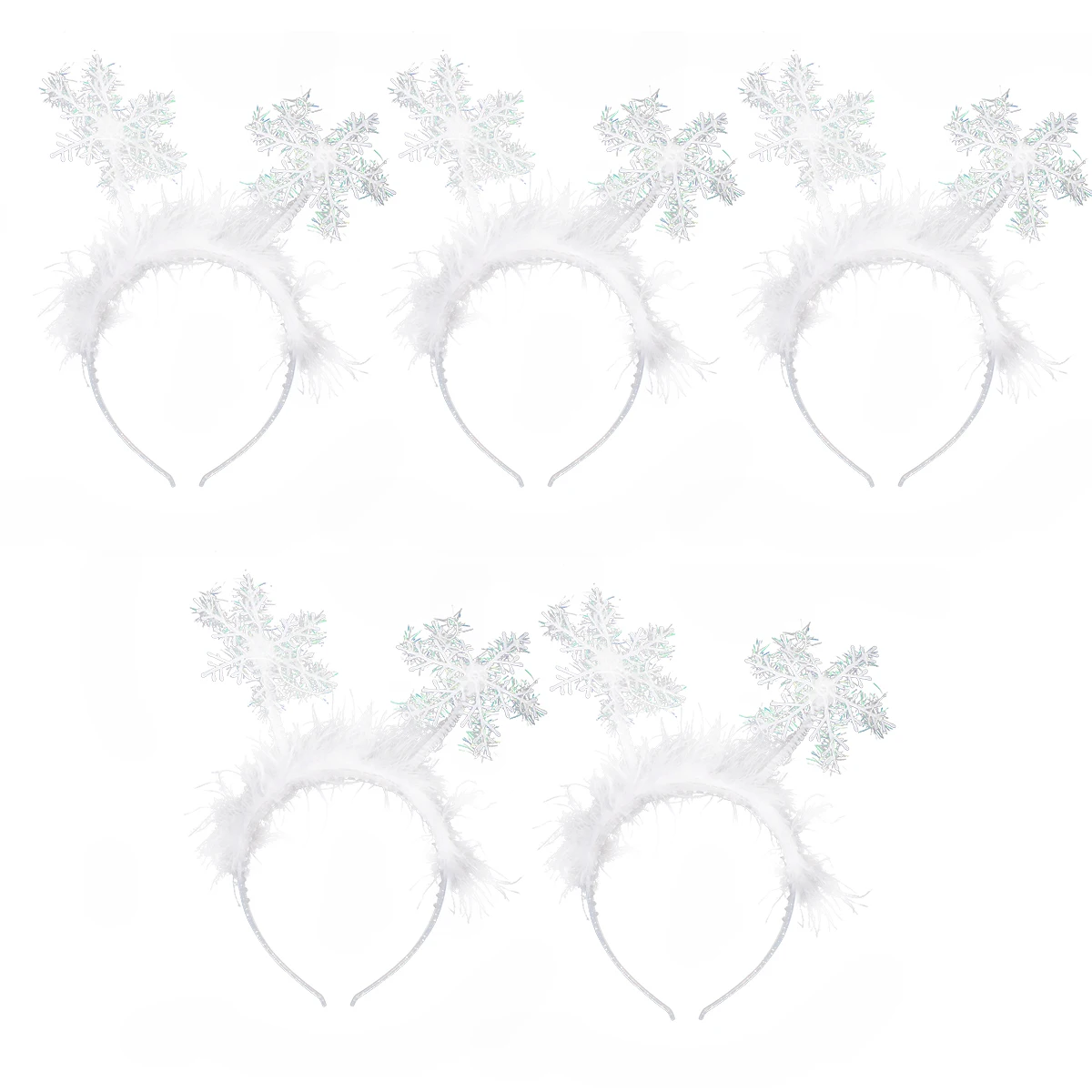 

5PCS Christmas Snowflake Headb s Kids White Festive Child Decoration Cloth Comfortable Classic Party Holiday