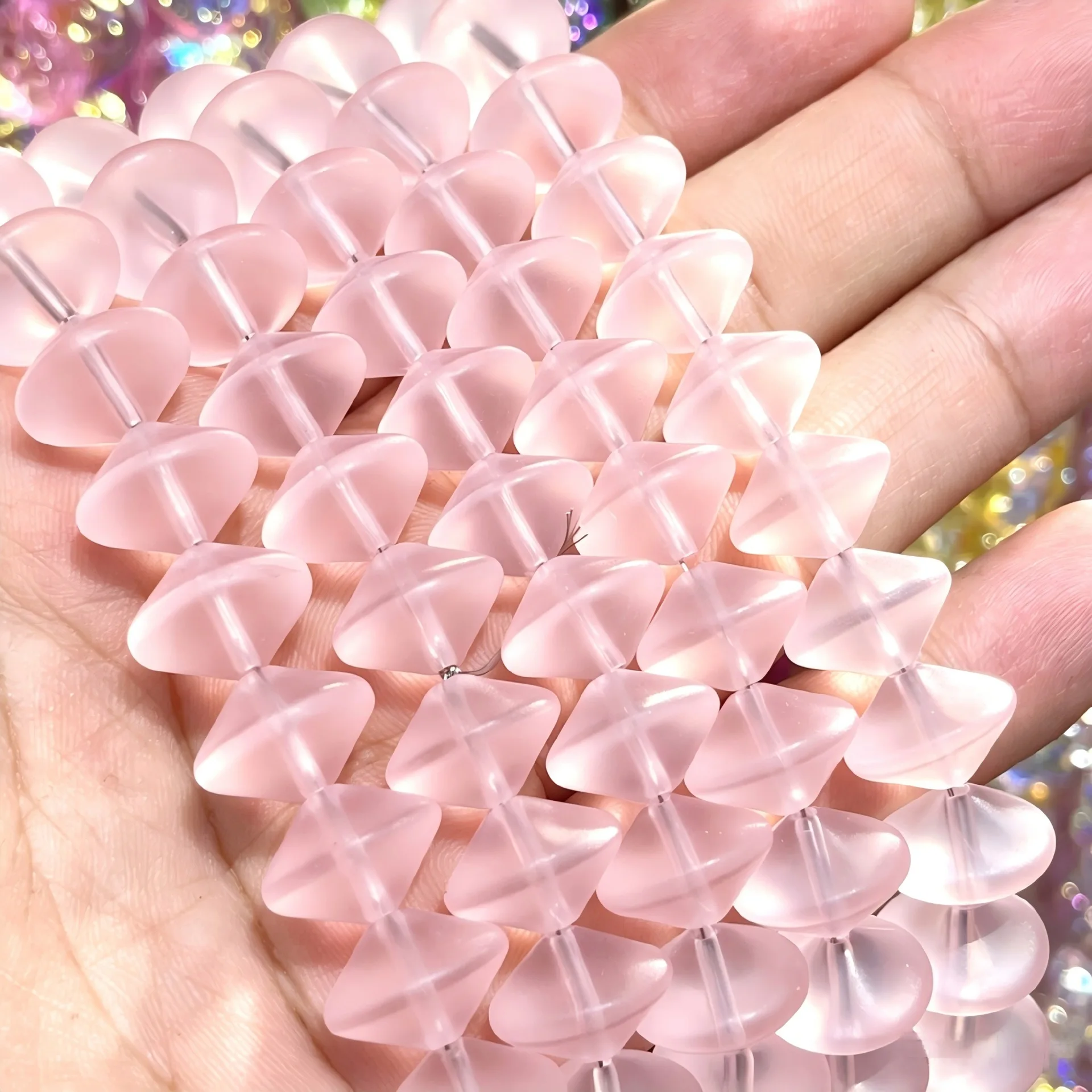 10 Stück 11x14MM Glas-Abacus-Perlen, modische UFO-Abstandsperlen für handgemachte Armbänder, Halsketten, DIY-Schmuckherstellungszubehör – Detail 2