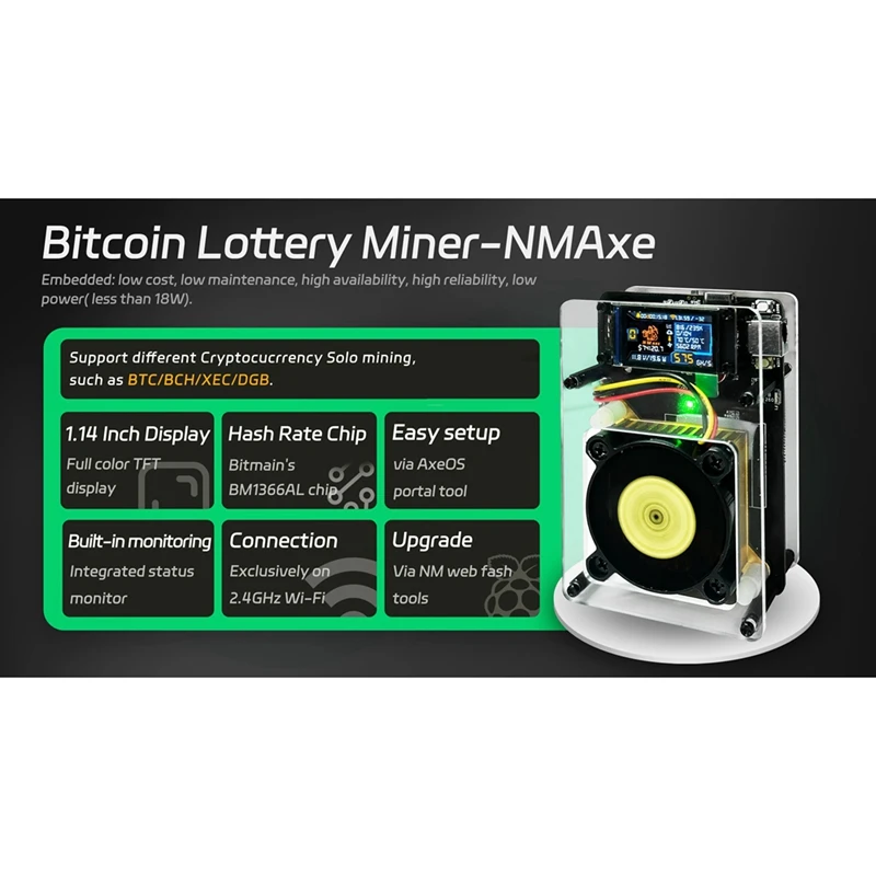 A15F-Nmaxe Bitaxe Nerdminer BTC Solo Lottery Miner BM1366 ASIC Chip 500G-550Gh/S BCH XEC DGB Lottery