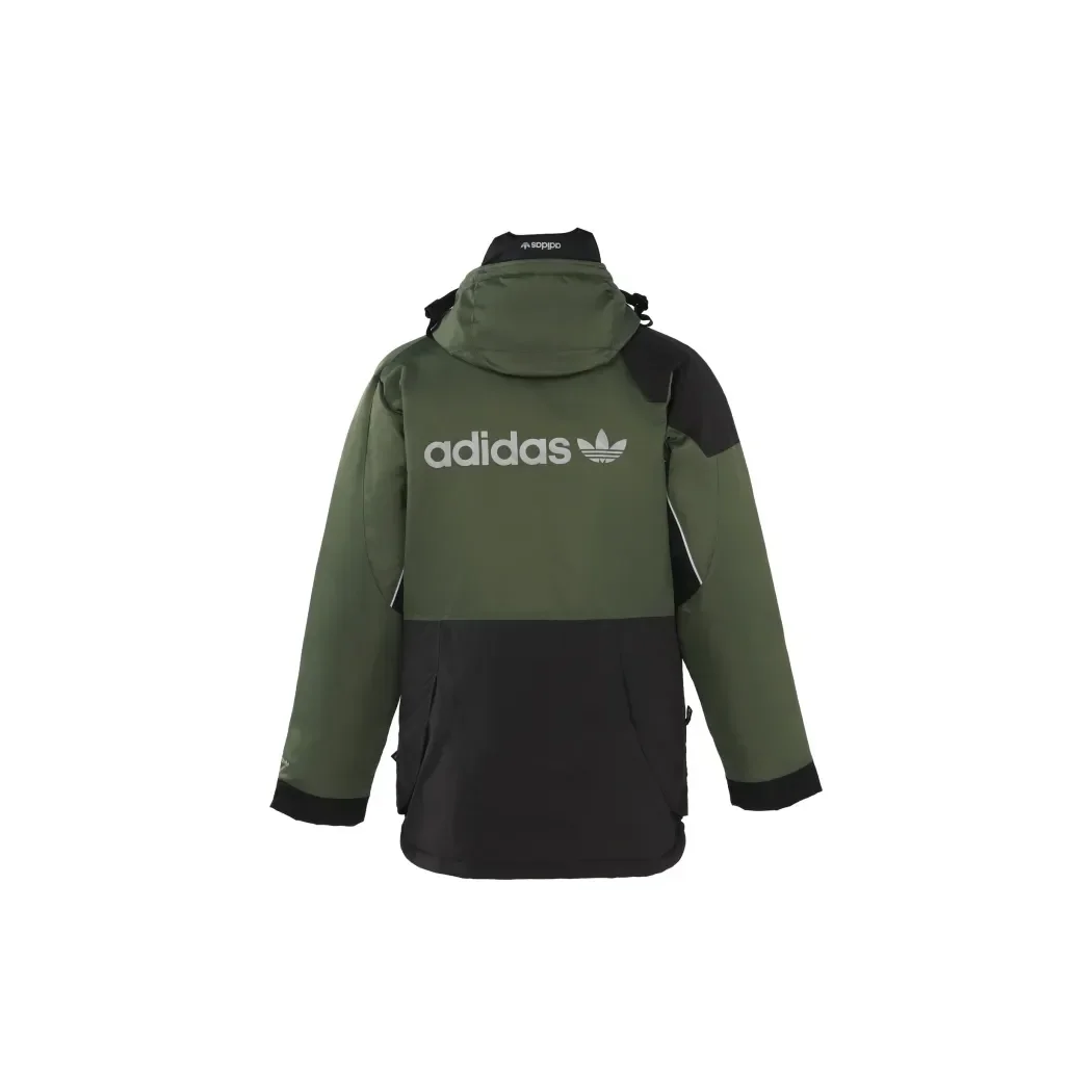 Adidas colour blocking zip warm casual Shu sports down jacket men's winter black green