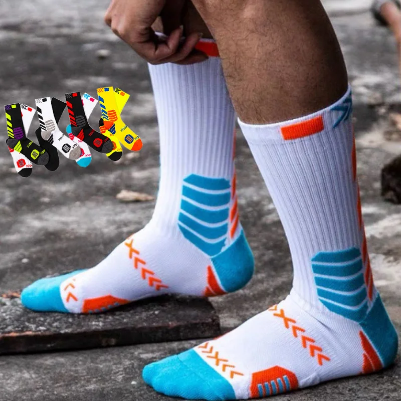 

Sprots Men Socks Fashion High Tube Cycling Socks Professional Basketball Sock Breathable Casual Clothes for Male Running