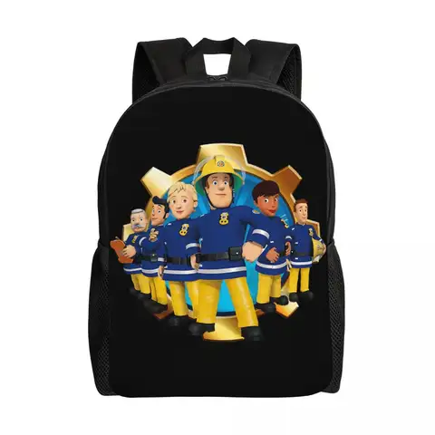 3D Printing Fireman Sam Backpack for Boys Girls College School Travel Bags Men Women Bookbag Fits 15 Inch Laptop