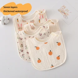 7 Layers Cotton Gauze Waterproof U-shaped Baby Bibs Soft Infant Bib Burp Cloths Bandana Scarf for Boy Girl Feeding Saliva Towel