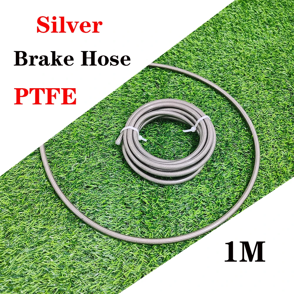 

AN3 Silver PTFE Stainless Steel Braid PU Motorcycle Braided Oil Pipe Line Pipe Motorcycle Universal Racing Hydraulic Brake Hose