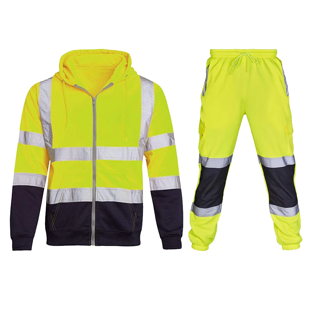 

Мужские светоотражающие защитные толстовки, комплект санитарно-гигиенических работников, уличная толстовка, спортивные штаны со светоотражающими полосками, рабочая одежда