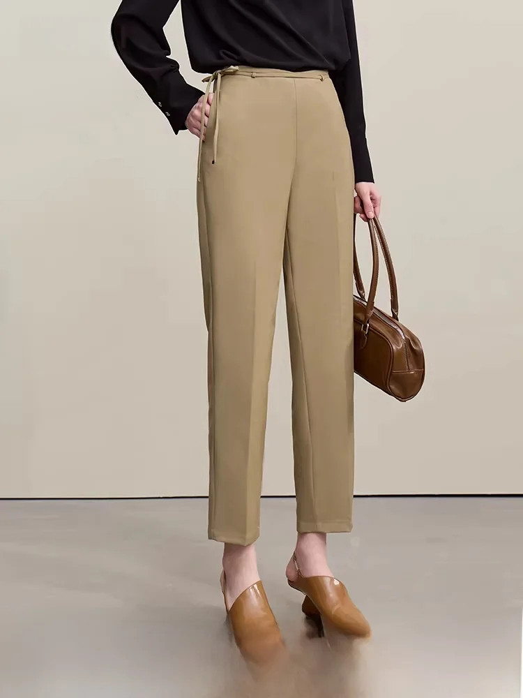 

Весенние пригородные брюки с тонким поясом и завязками на талии, повседневные женские брюки с девятью ногами Bla, брендовые простые однотонные брюки