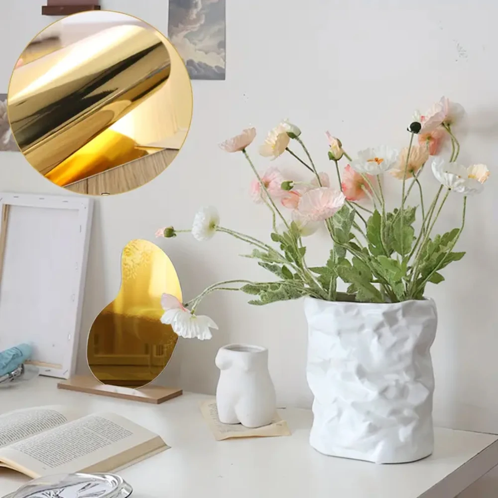 25 Sheets A4 Golden Reflective Cardstock Metallic Silver Mirror Paper for DIY Crafts Card Making Scrapbooking Holiday Decoration