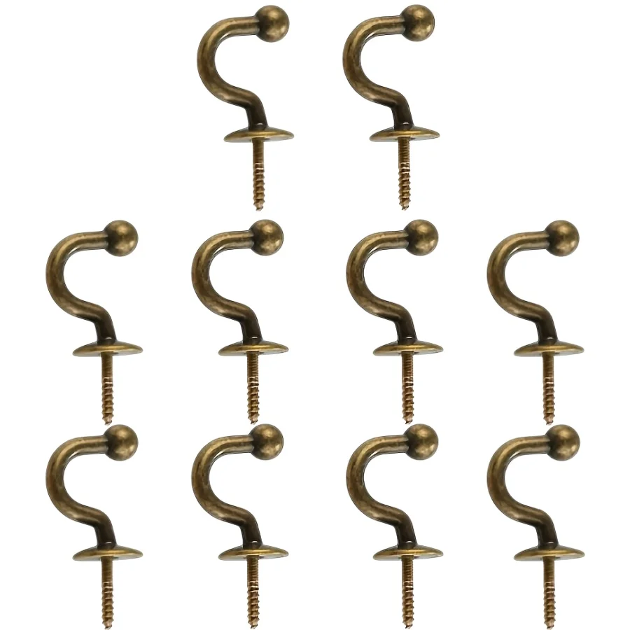 10X Antique Bronze Color Curtain Hook Decorative Metal Curtain Rope Hooks Wall-Mounted Curtain Hanging Hook Curtain Accessories