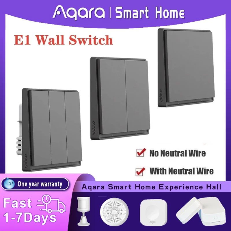 

Умный настенный переключатель Aqara E1 ZigBee 3.0 Smart Home Grey Key Light Switch Fire Wire с БЕЗ нейтрали для Xiaomi Mi Home Homekit APP