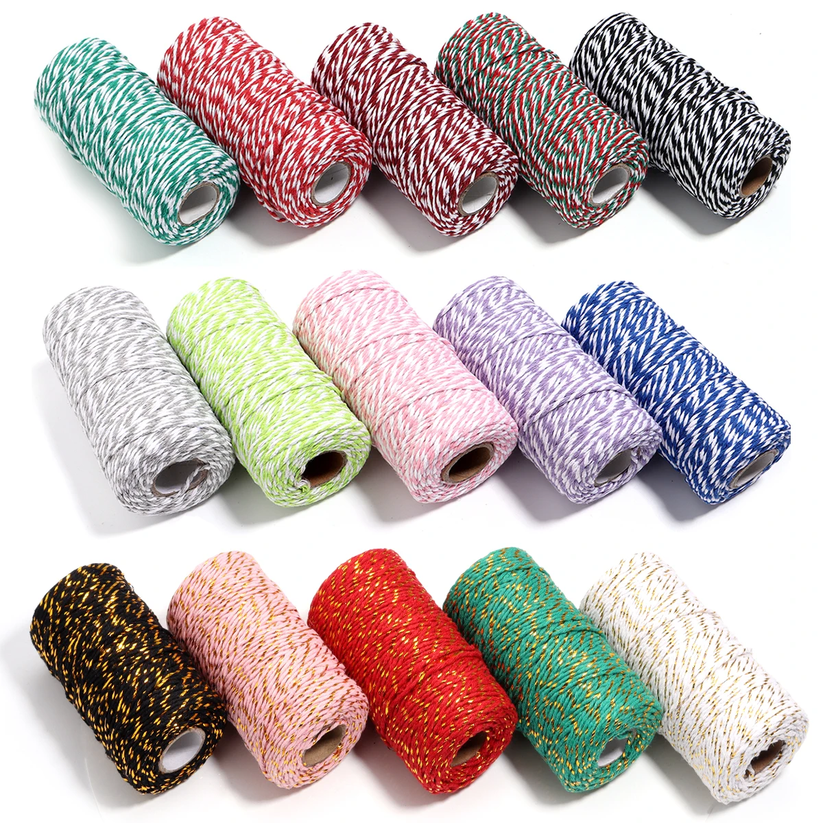 100m/roll 2mm Dual Color Cotton Cords Twine Rope Packaging String For DlY Wedding Party Gift Wrap Ribbon Christmas Decoration