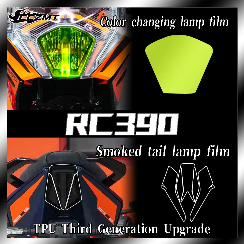 

For KTM RC390 2022 Headlamp Smoked Tail Lamp Film Instrument Film Transparent Rearview Mirror Scratch Resistant