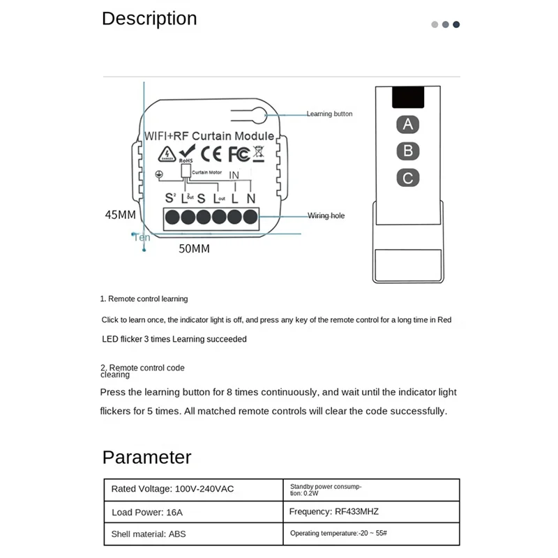 Elegante-Tuya Wifi Smart Curtain Switch Controller luce Tende a rullo Motore otturatore RF433.92MHZ Smart Life APP Controllo remoto D