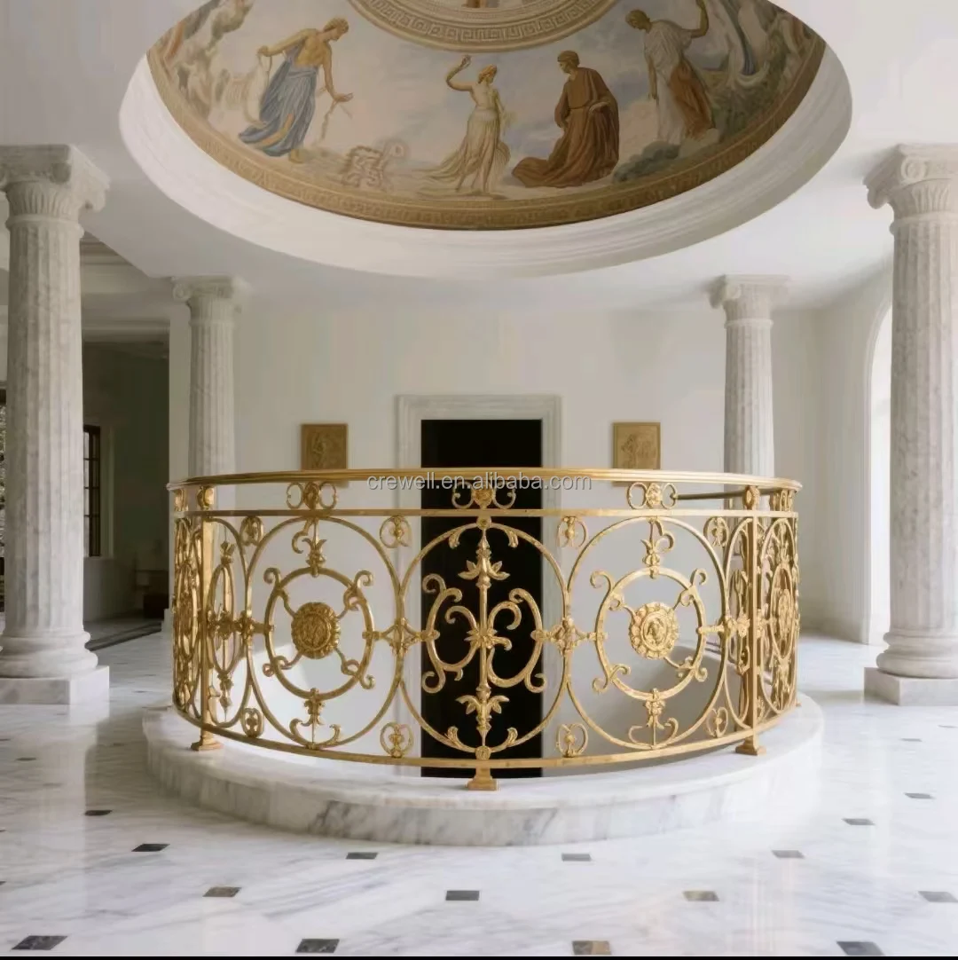 درابزين سلالم حديث من الحديد المطاوع سهل التركيب درابزين سلالم ذهبي اللون #5