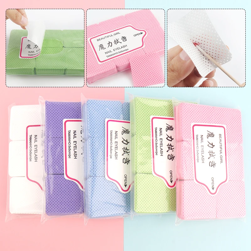 300 قطعة خالية من الوبر مناديل الأظافر مزيل طلاء الأظافر رمش تمديد الغراء مناديل التنظيف ماصة لينة أداة إزالة الصواميل لفن الأظافر