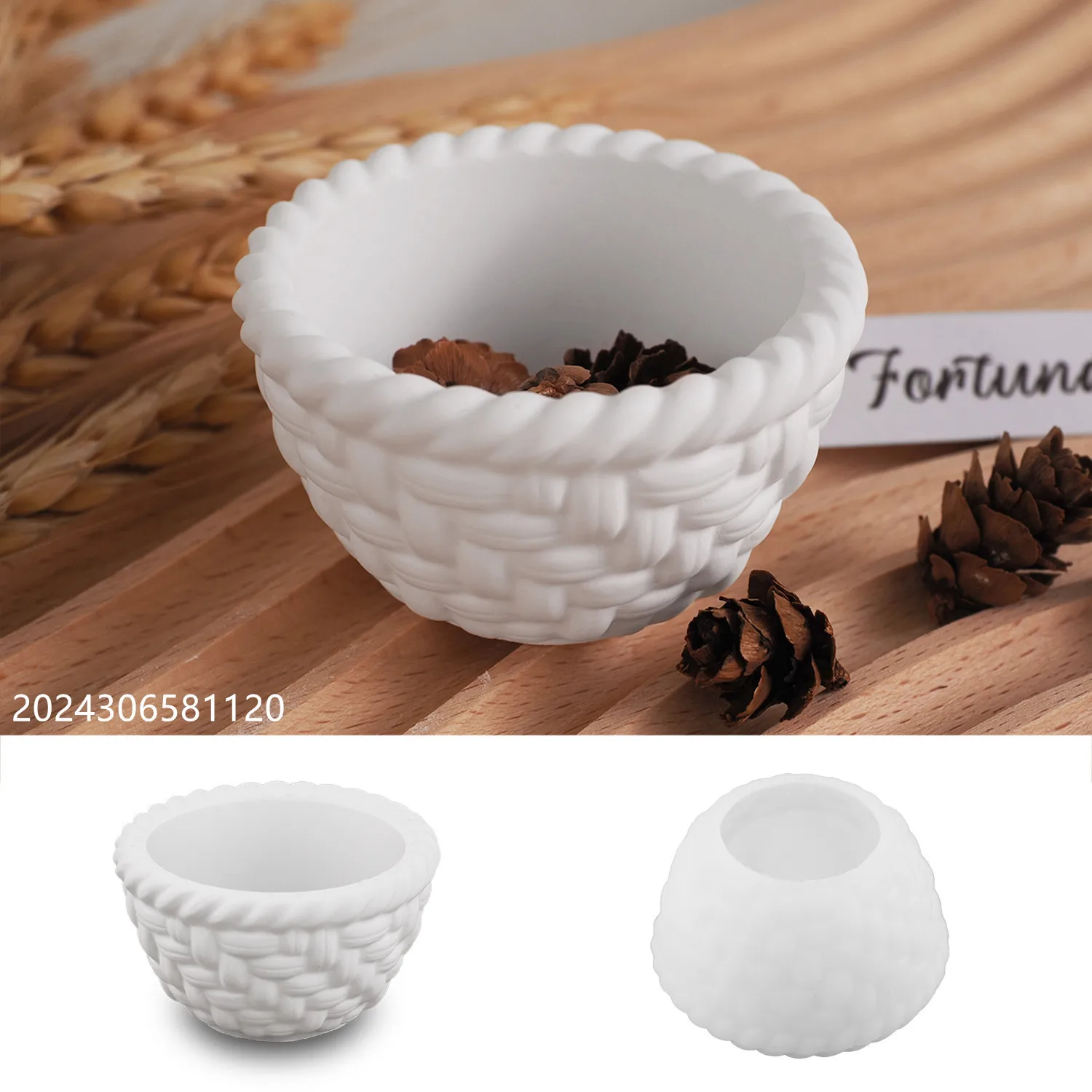 Rural Flower Basket Candle Cup Silicone Mold DIY Gypsum Bamboo Basket Storage Decoration Ornament Resin Mold Handicrafts Casting