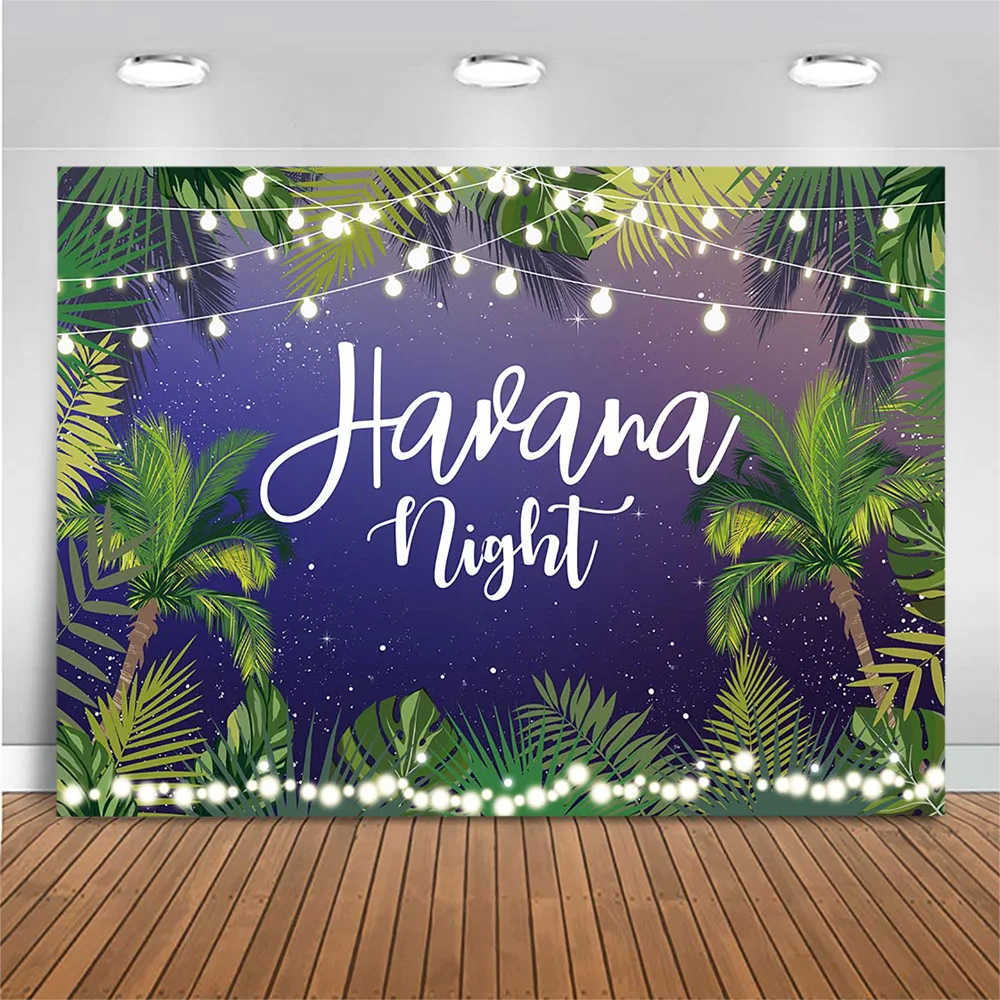 Mocsicka Havana Nights Photography Backdrops Summer Tropical Palm Tree Starry Sky Holiday Photo Background Birthday Party Decor