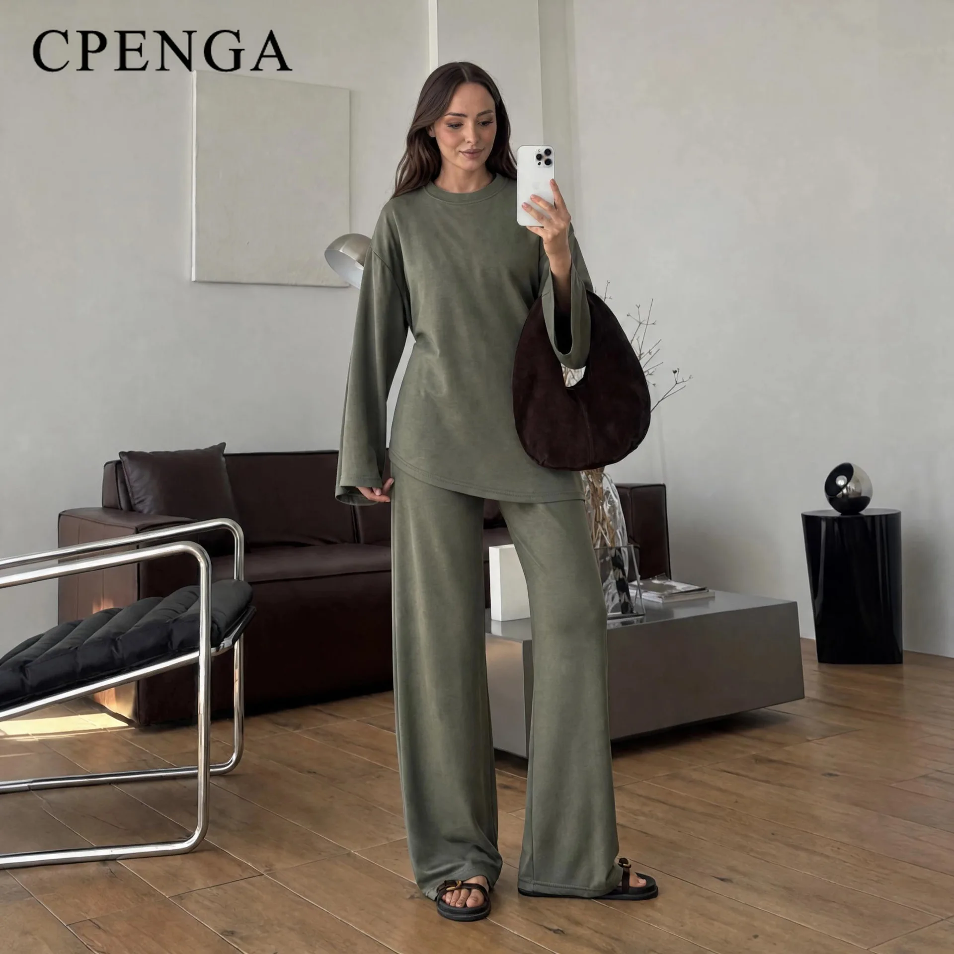 Conjunto de dos piezas para mujer musulmana, pantalones de pierna ancha con bajo asimétrico y mangas acampanadas, ropa islámica modesta, abaya, atuendo de viaje turco 2026
