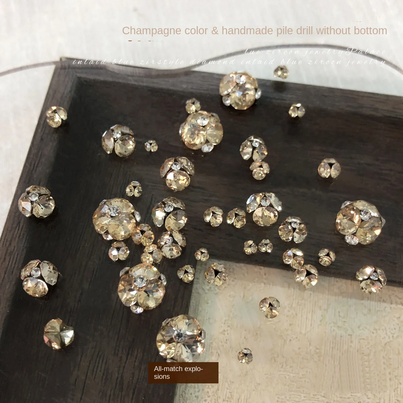 20 pçs champanhe inverno cor strass forma arte do prego cristal k9 vidro manicure decoração diy supplie