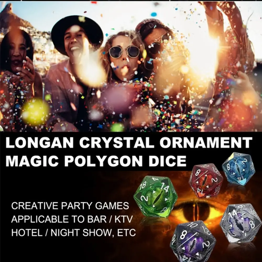 Polyhedral Crystal Dragon Eye Dice Longan Dice Resin Crafts Home Decor Ornaments Tarot Game Party Toys Desktop Entertainment