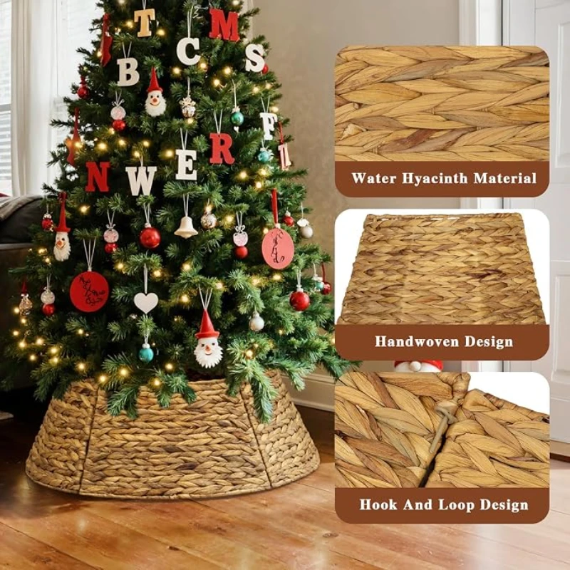 Christmas Tree Collar, Rustic Tree Base Ring, Reusable Tree Skirt Alternative for Artificial Christmas Trees, Warm Holiday Home
