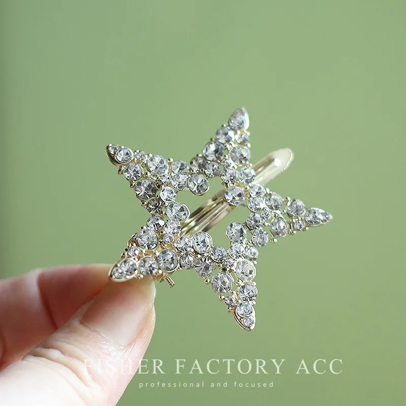 2025 Shiny Elegant Star Rhinestone Hairpins Women Girls Hair Clips Barrettes Accessories Hairclip Headdress Headwear Ornaments