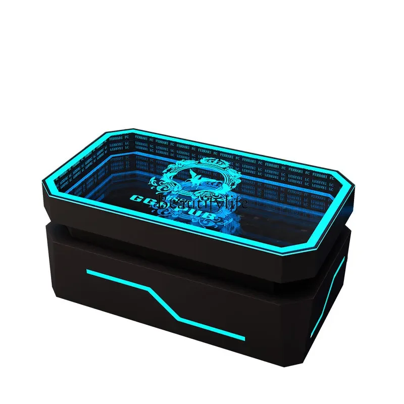 

FG40Abyss KTV Luminous Coffee Table Wine Bar Cabaret Box Light Luxury Hall Stainless Steel Tempered Glass