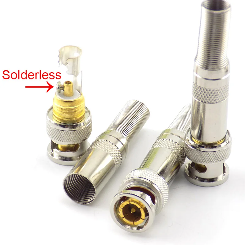 5PCS/lot Solderless Copper Pin Adapter BNC Connector Monitoring Connector Analog Camera Video Cable C6