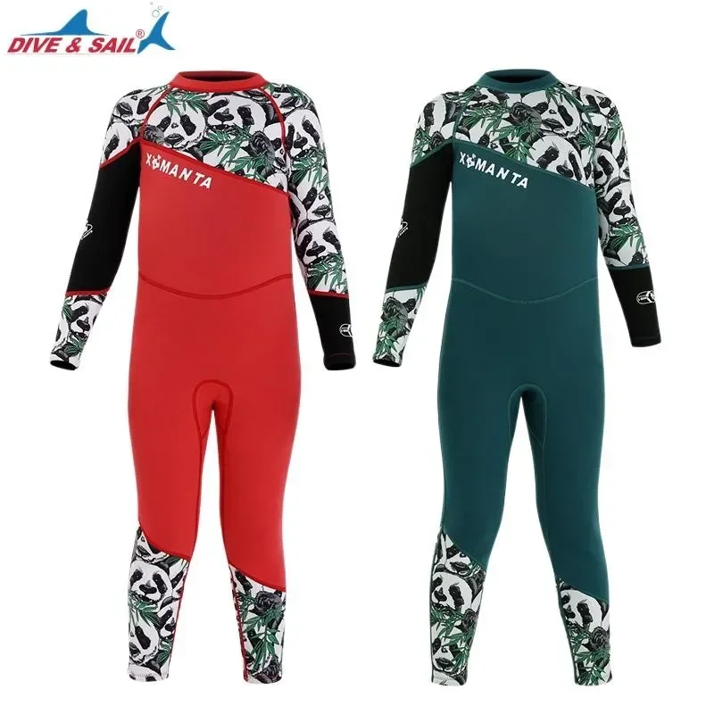 2.5MM Children's Wetsuit One-Piece Swimsuit Boys Long Sleeve Warm Fall Winter Sunscreen Snorkeling Surfing Suit Jellyfish Suit