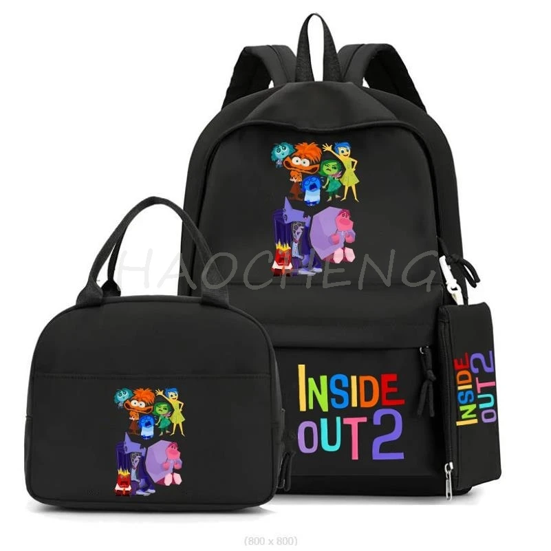 Back To School Anime Schoolbag para Meninos e Meninas Adolescentes, Lunch Bag, Mulheres Mochila, Estojo para Lápis, Inside Out2, Mochila Estudantil, Novo, 3Pcs por Conjunto