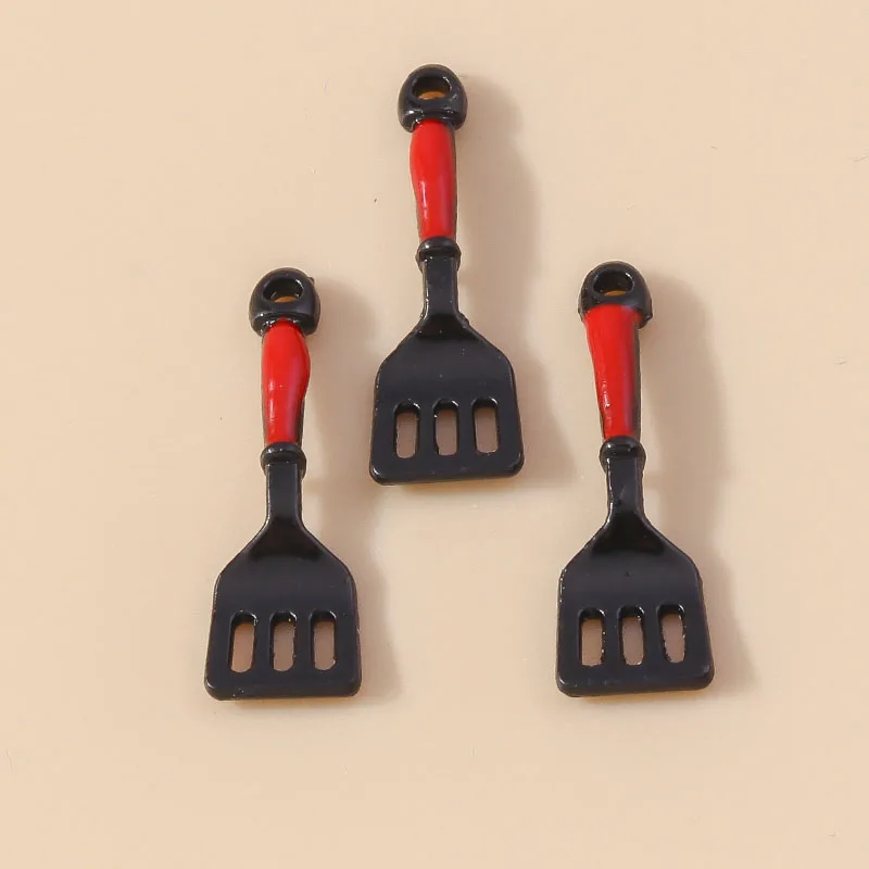 Leslie 10 Stück niedliche Emaille-Anhänger in Form von Spateln und Spiegeleierchen für Armbänder, Halsketten, Ohrringe, handgefertigte Schmuckstücke – Detail 10