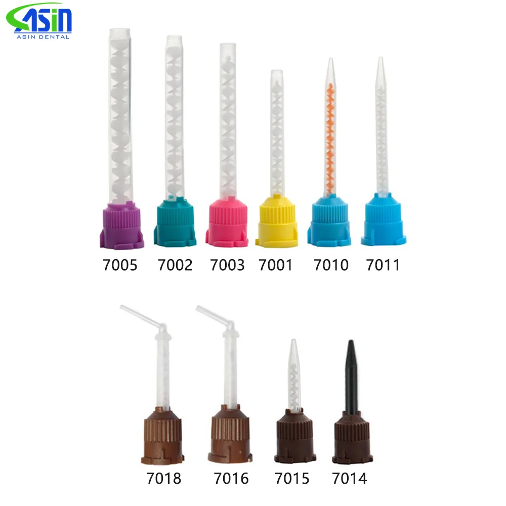 حار 50 قطعة طب الأسنان سيليكون المطاط نقل خلط رئيس المتاح الانطباع الفوهات خلط نصائح خلط أنبوب مواد طب الأسنان