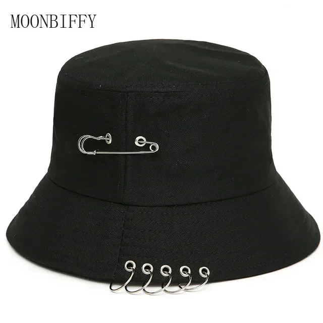 Brooch Ring Harajuku Bucket Hat Unisex K Pop Bob Outdoor Beach Sun Hat Fashion Fishing Bucket Hat