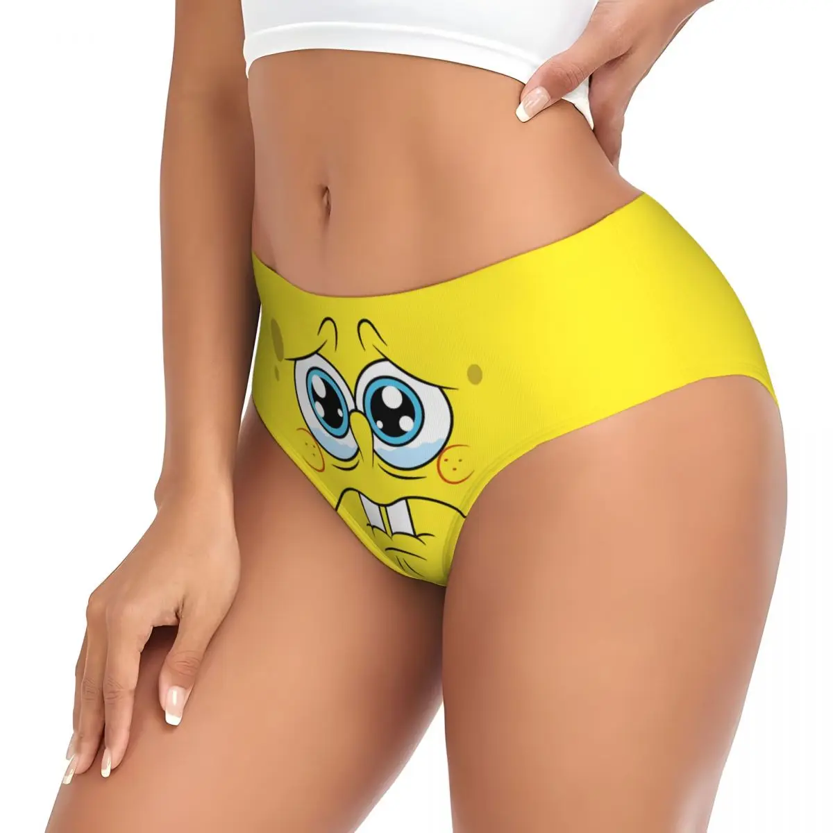 Calzoncillos de ropa interior con estampado de dibujos animados para mujer, bragas breves lloradas con esponjas S personalizadas, comodidad femenina