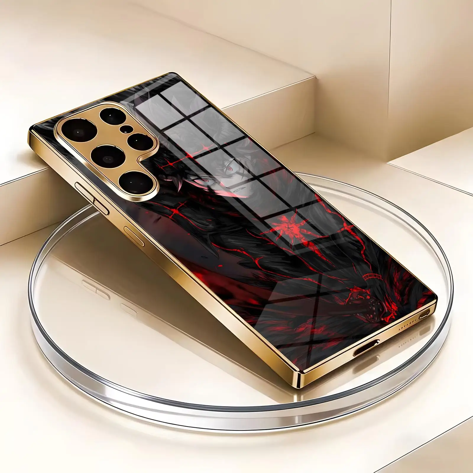anime Black Clover  Phone Case For Samsung S26 S25 S24 S23 S22 S21 Plus Ultra Note20 Electroplated glass Phone Case