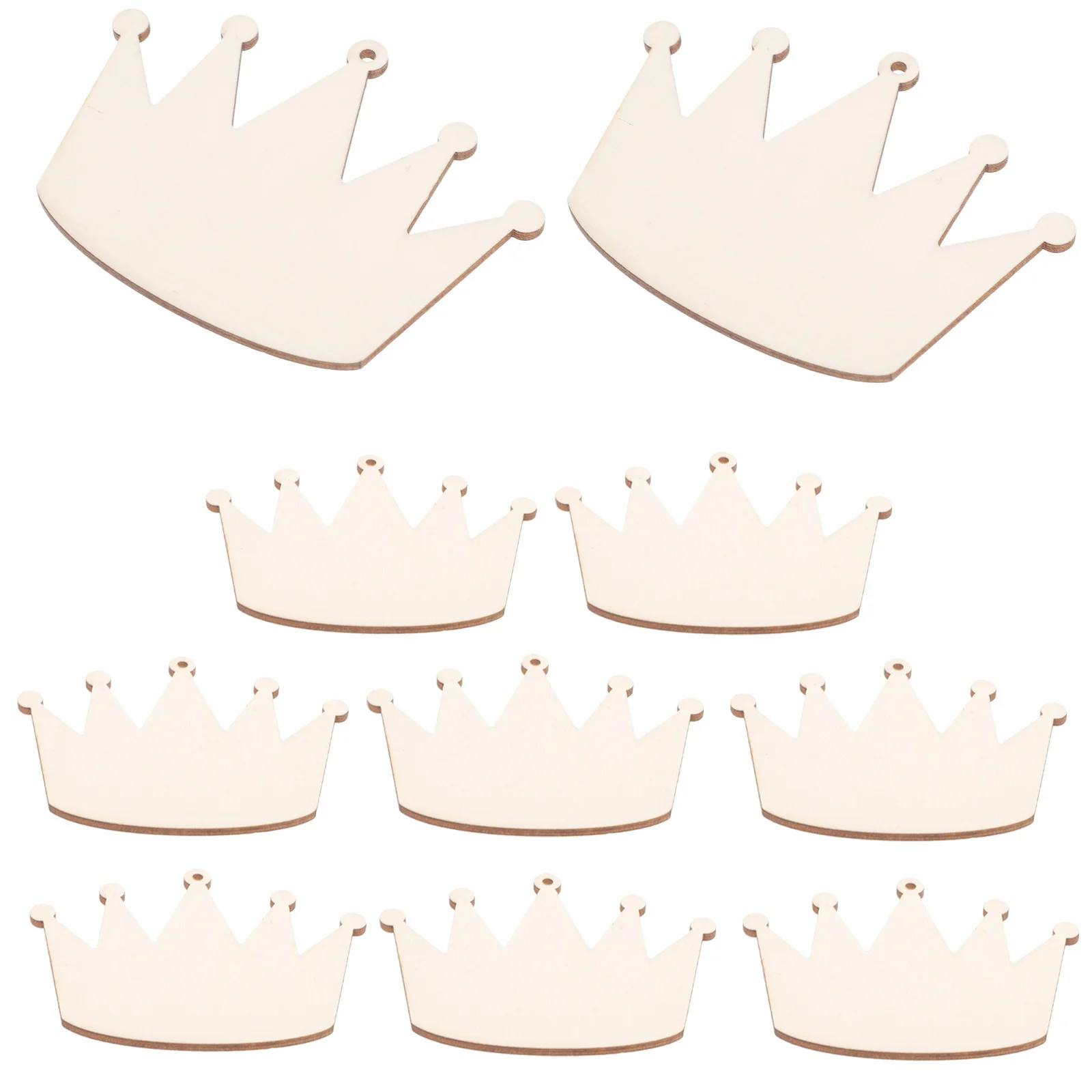 

10Pcs Sincere Wood Crown Pendants Unique Crown Sculpture Decor for DIY Craft Projects Party Prom Ceremony Accessories