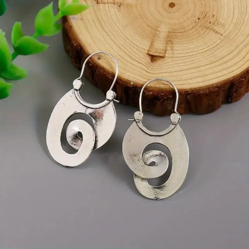 Vintage-Inspired Spiral Hoop Earrings Minimalist Bohemian Crafted Hoop Earrings Silver Plated Gypsy Curled Earrings Dress Up