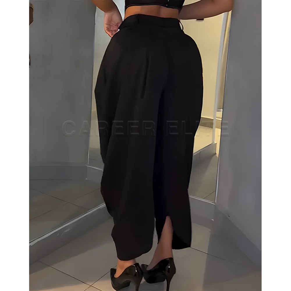 High - Fashion Drop - Crotch Trousers Chic White Drape Trousers Premium Fabric Casual Pants Streetwear Elegant Pleated Designs